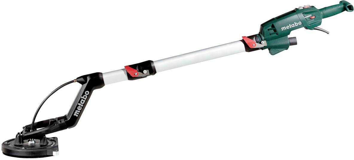 Une meuleuse Metabo à long col avec manche télescopique. Adaptée pour le ponçage de grandes surfaces et de zones difficilement accessibles.