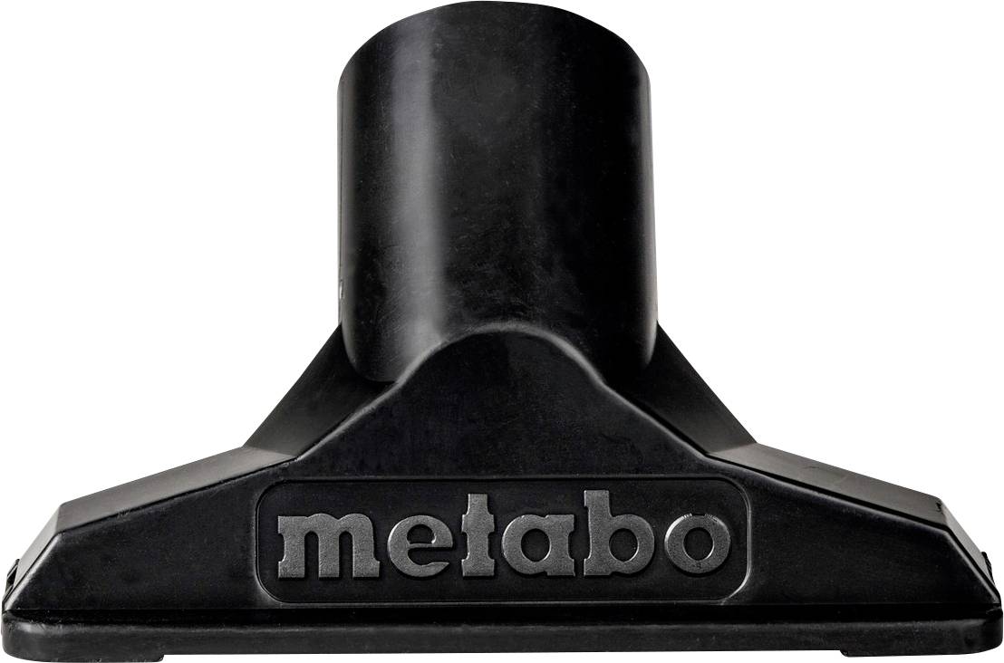 Buse de collecte de poussière ou d'aspiration Metabo noire avec une large base plate et un connecteur de tuyau rond sur le dessus.