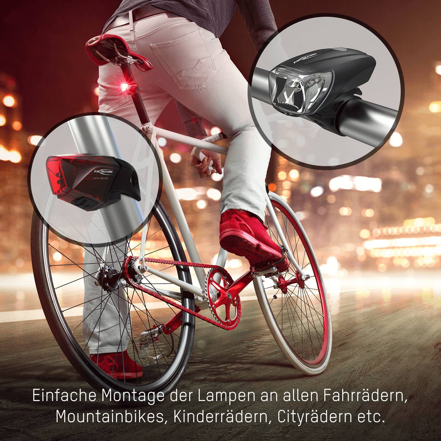 Ansmann Kit d'éclairage de vélo Fahrradlicht Set
