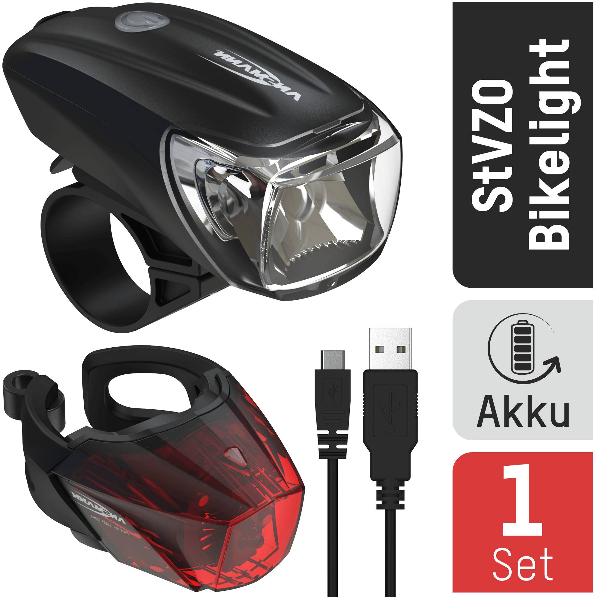 Ansmann Kit d'éclairage de vélo Fahrradlicht Set