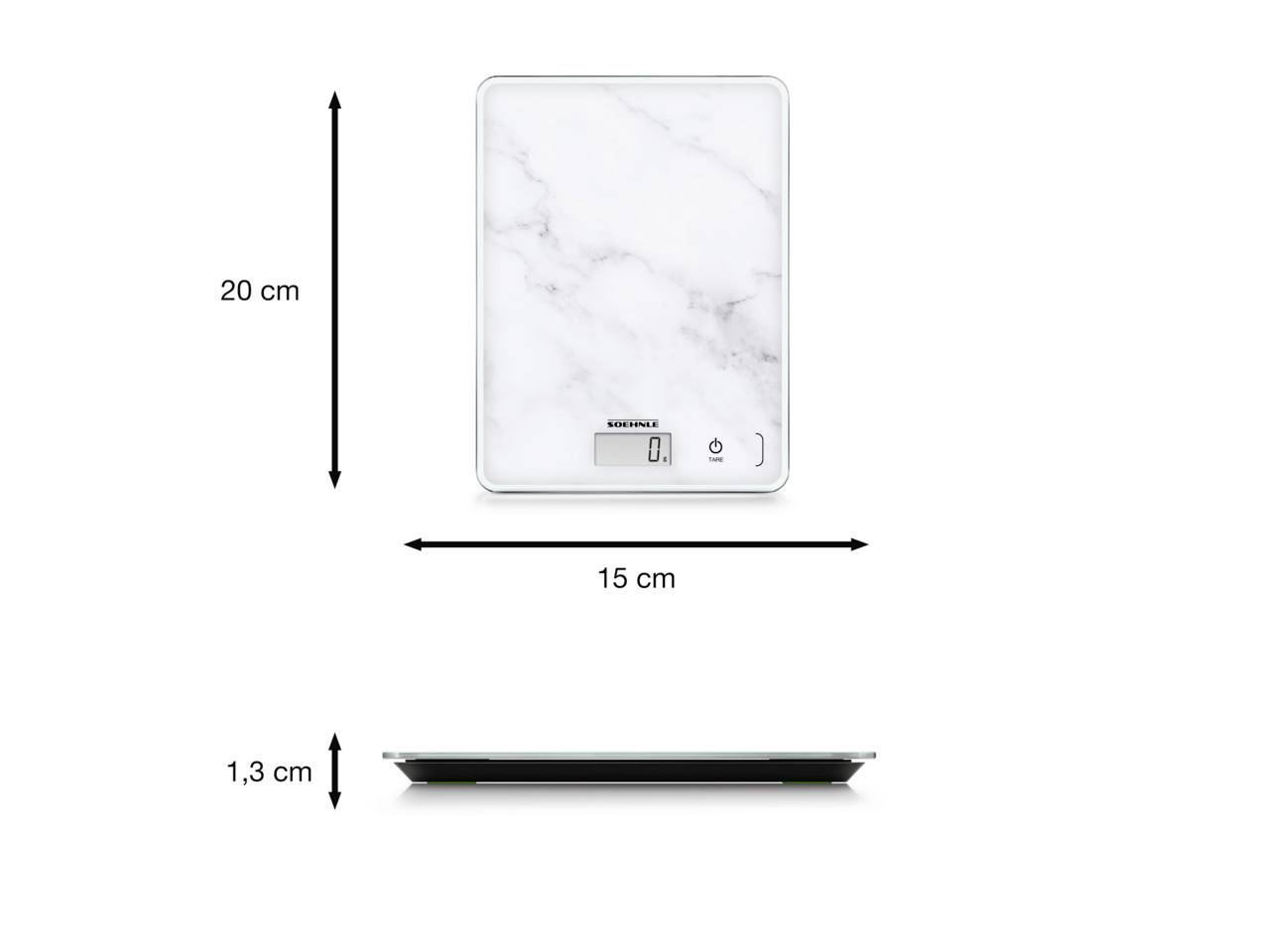 Soehnle Page Compact 300 Marble Balance de cuisine numérique gris 200 x 150 x 13