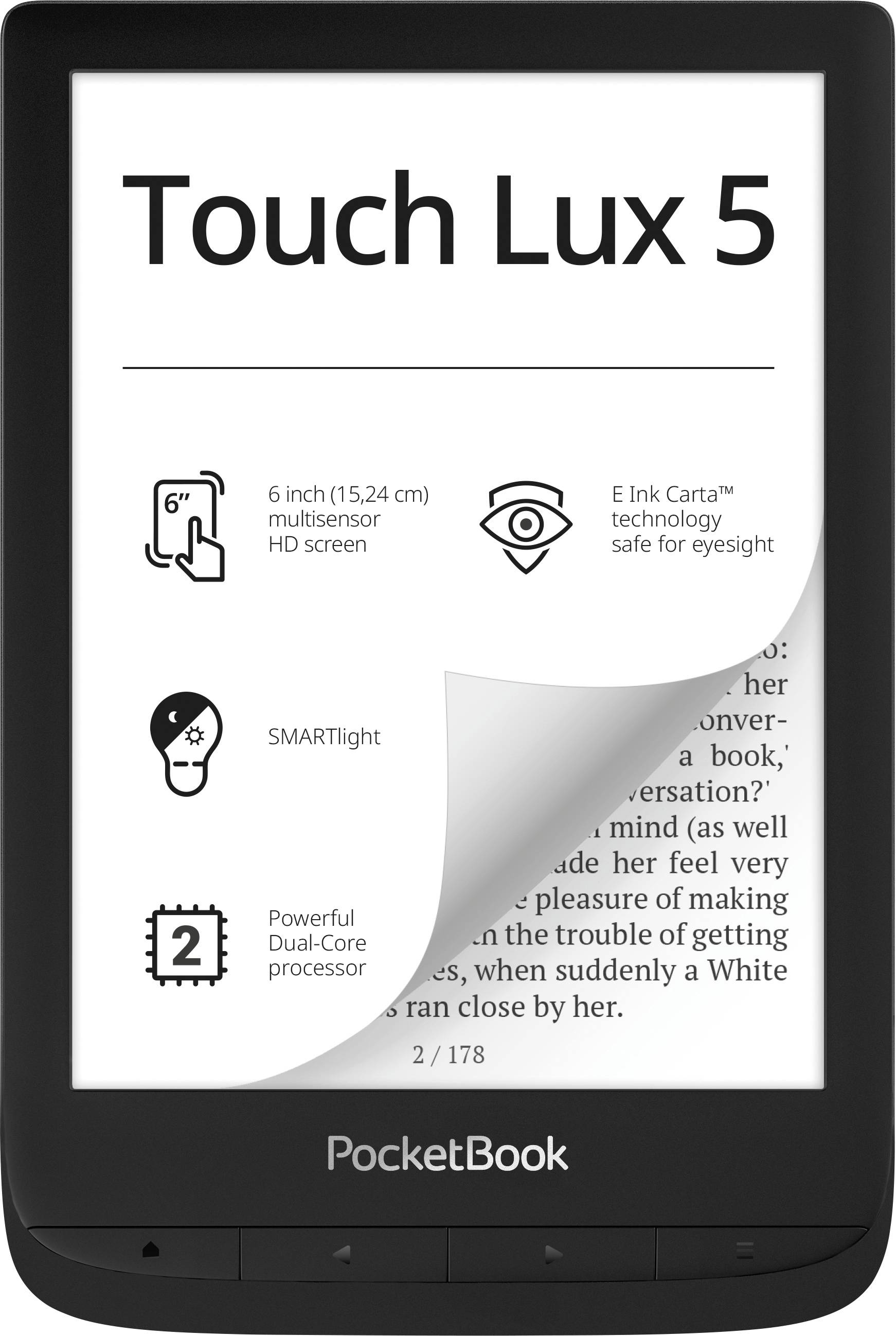 PocketBook Touch Lux 5 Liseuse 15.2 cm (6 pouces) noir
