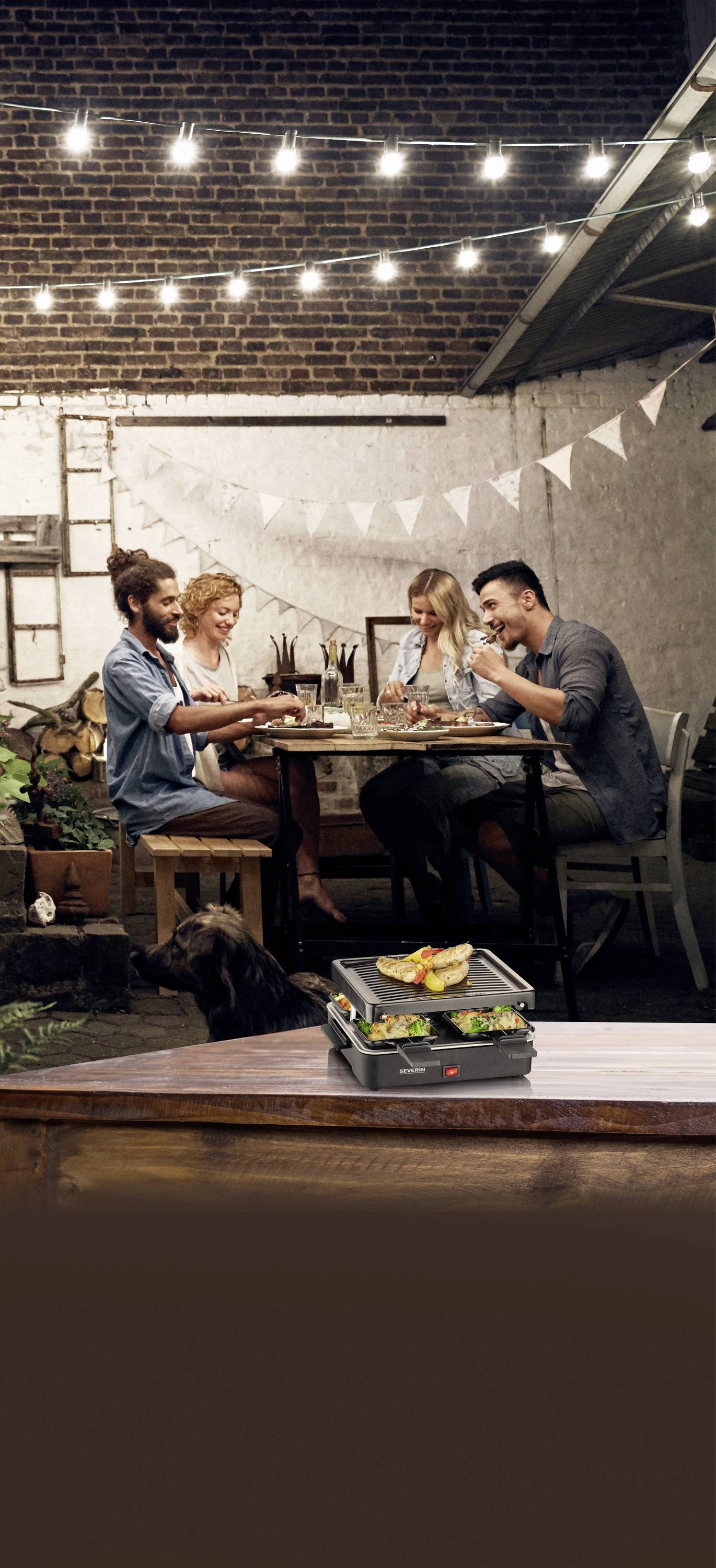 Severin 2370 Appareil à raclette revêtement anti-adhésif, 4 poêlons, fonction grill noir