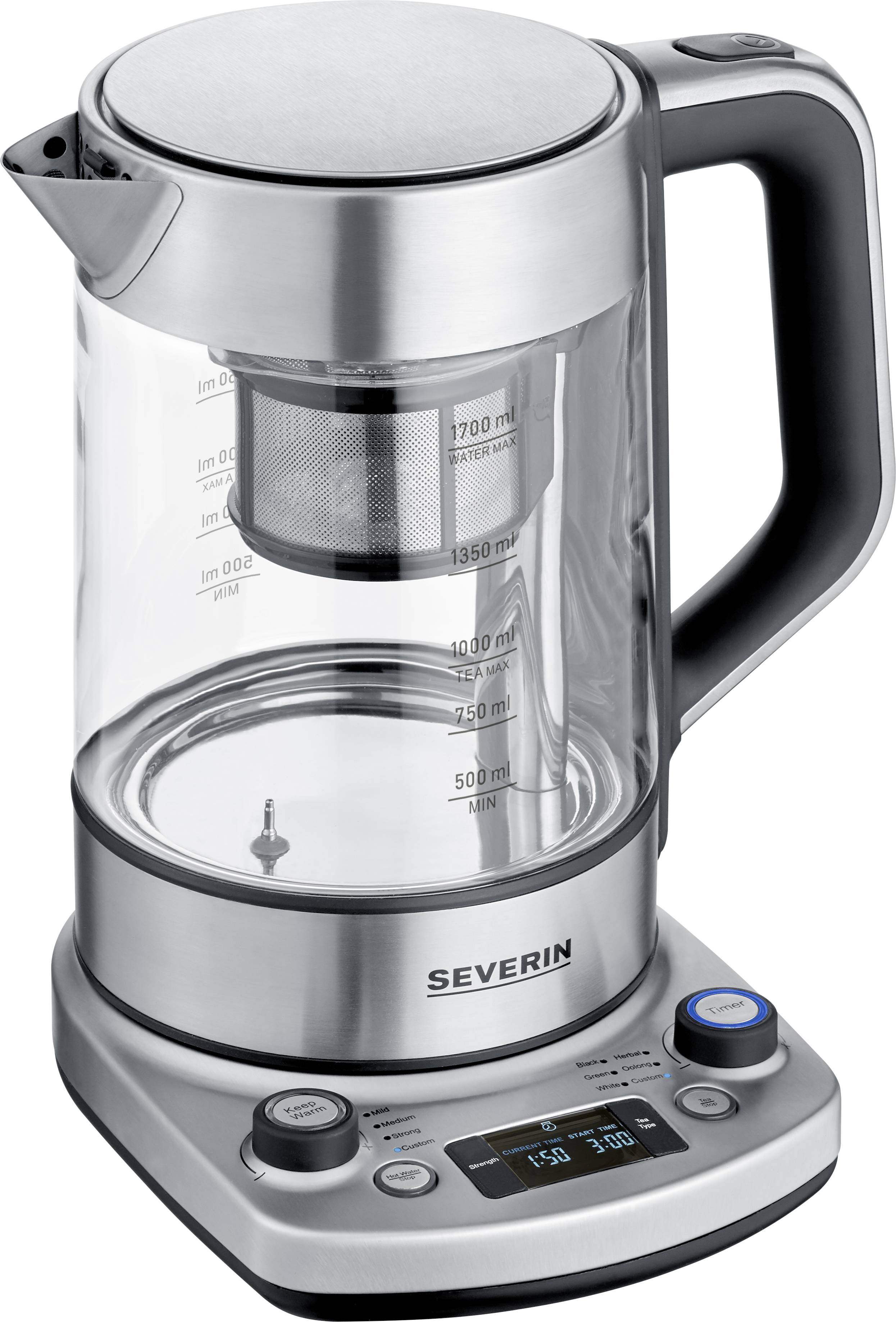 Severin 3422 Bouilloire sans fil, protection contre la surchauffe acier inoxydable (brossé) Contenance: 1.7 l