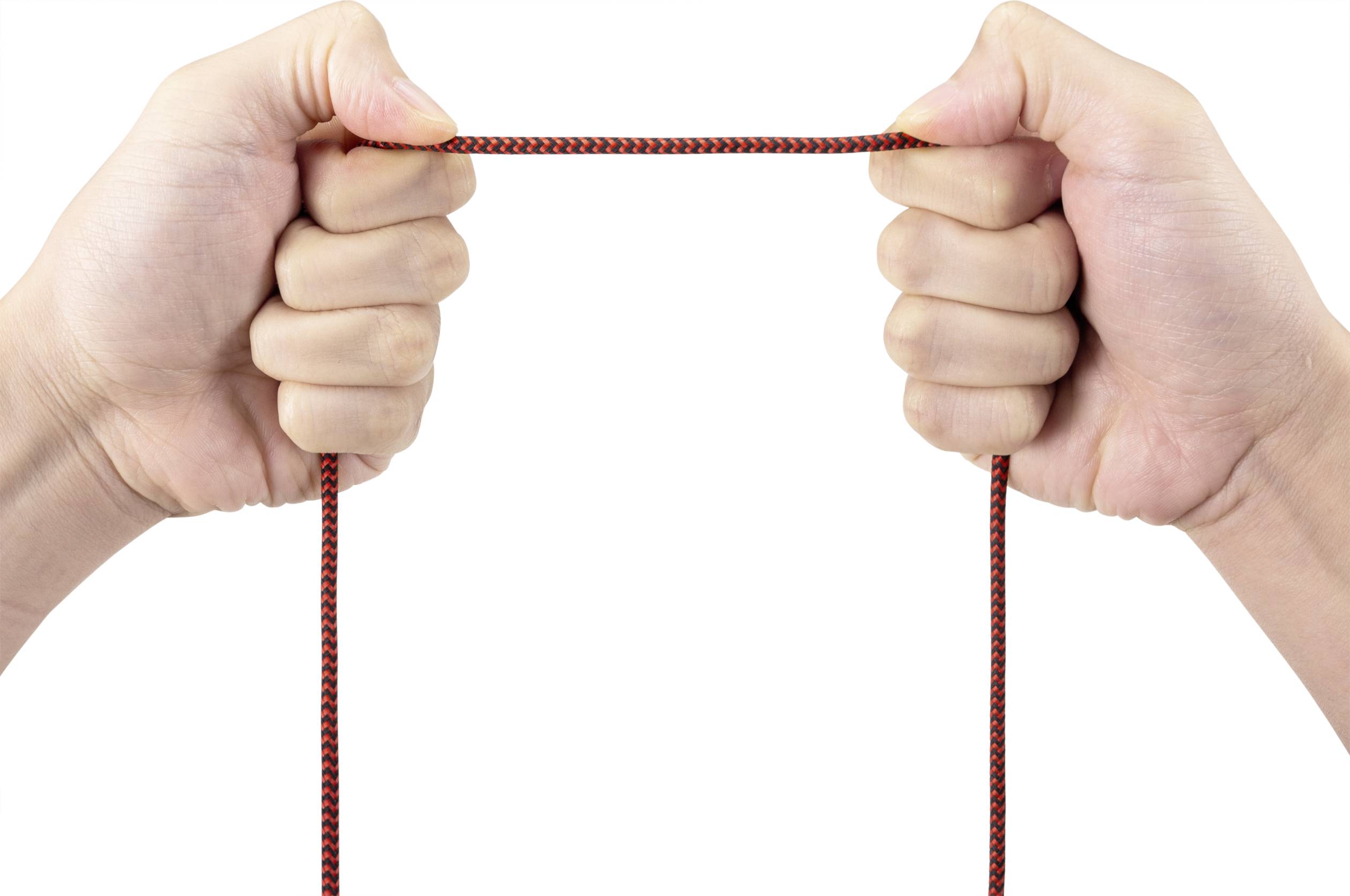 Deux mains tiennent une corde tendue. Les mains tirent dans des directions opposées, symbolisant la tension ou la résistance.