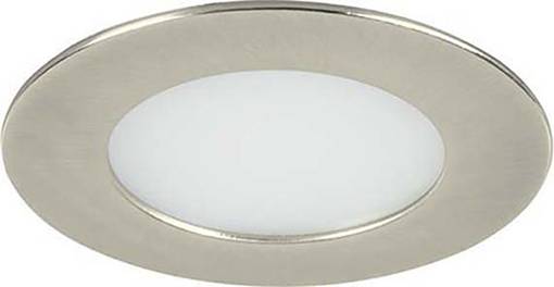 Plafonnier LED avec boîtier rond argenté et éclairage blanc, adapté à l'éclairage intérieur moderne.