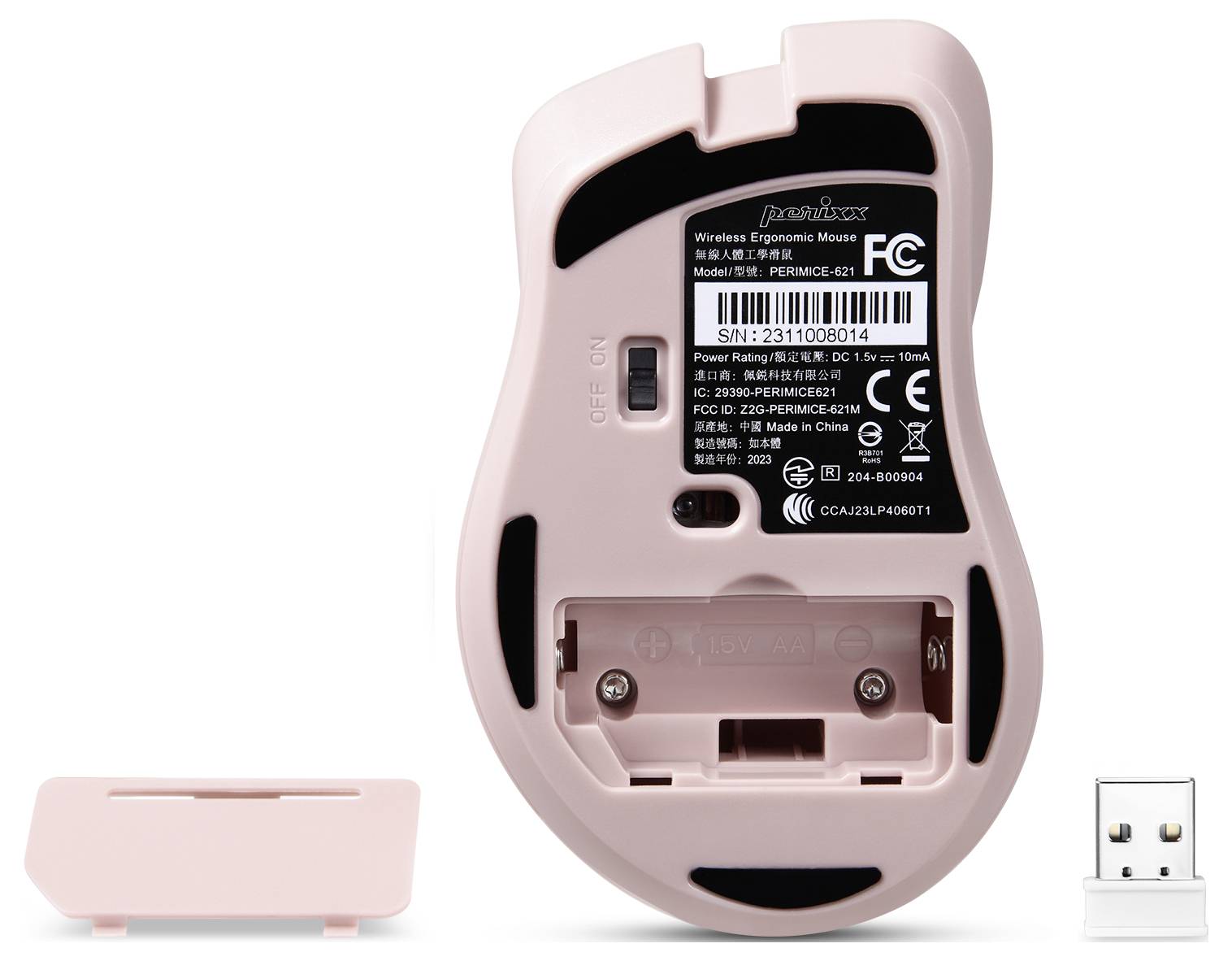 Perixx PERIMICE-621 M Souris ergonomique radio rose