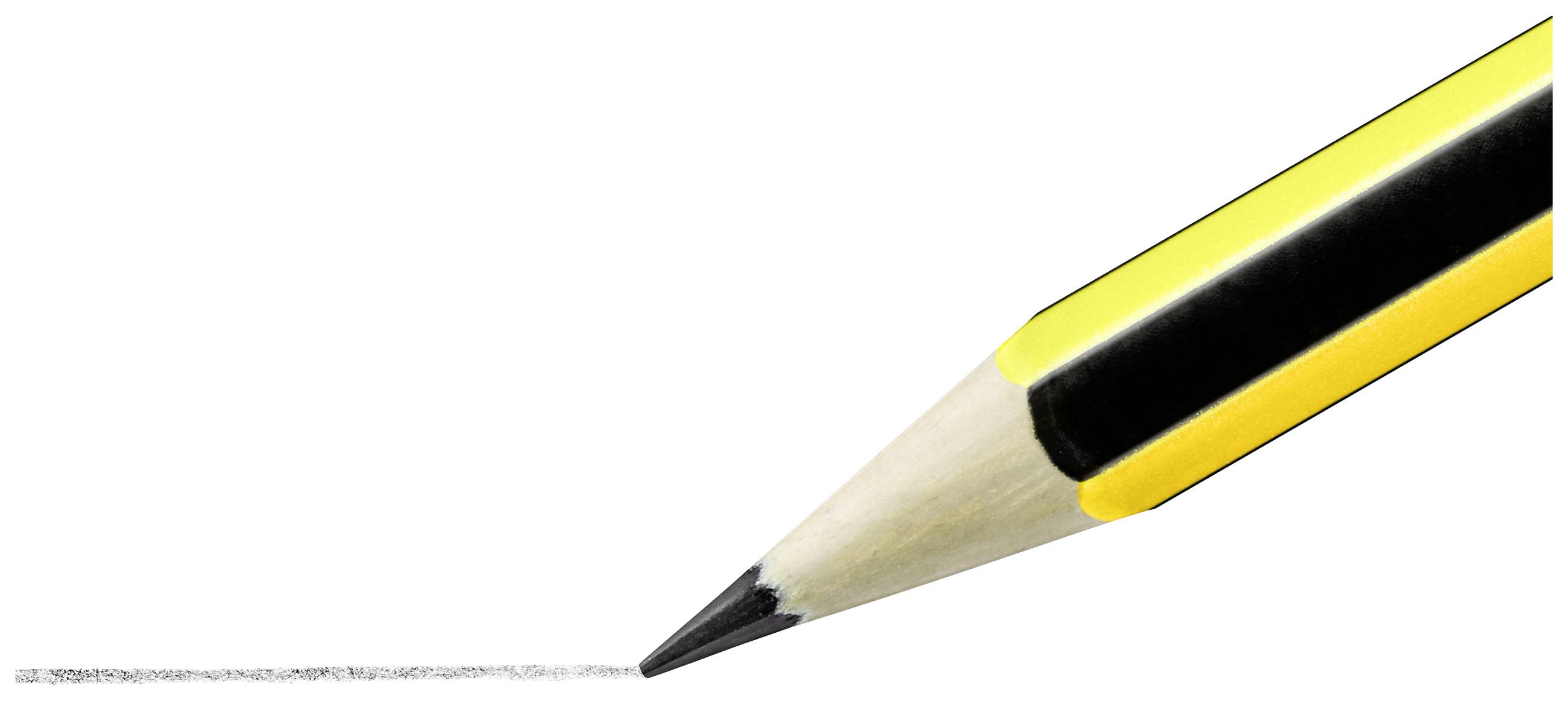 Un crayon jaune qui trace une ligne fine sur une surface blanche.
