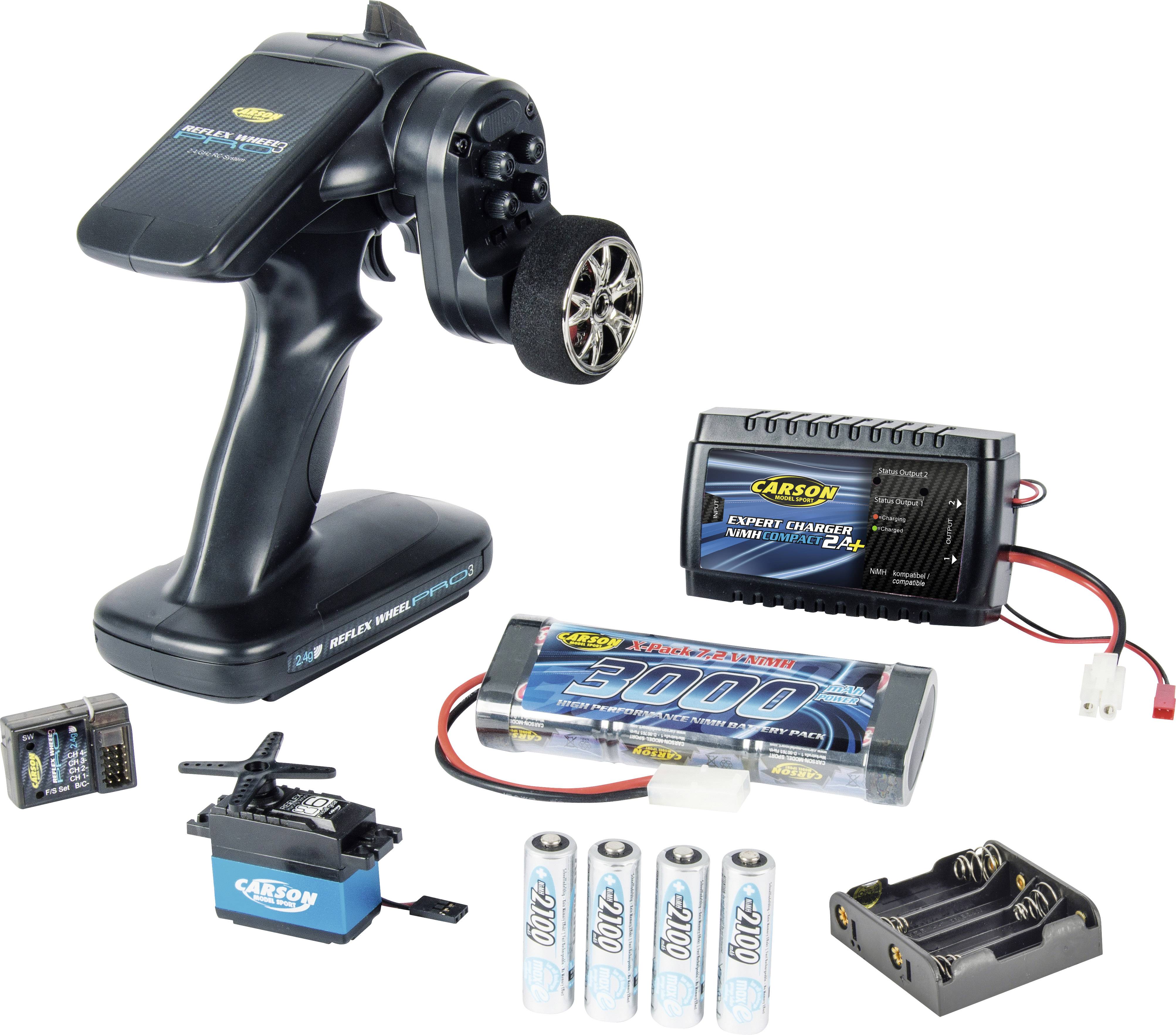 Ensemble de télécommande avec chargeur, pack batterie, piles et module RC. Adapté pour les véhicules télécommandés.