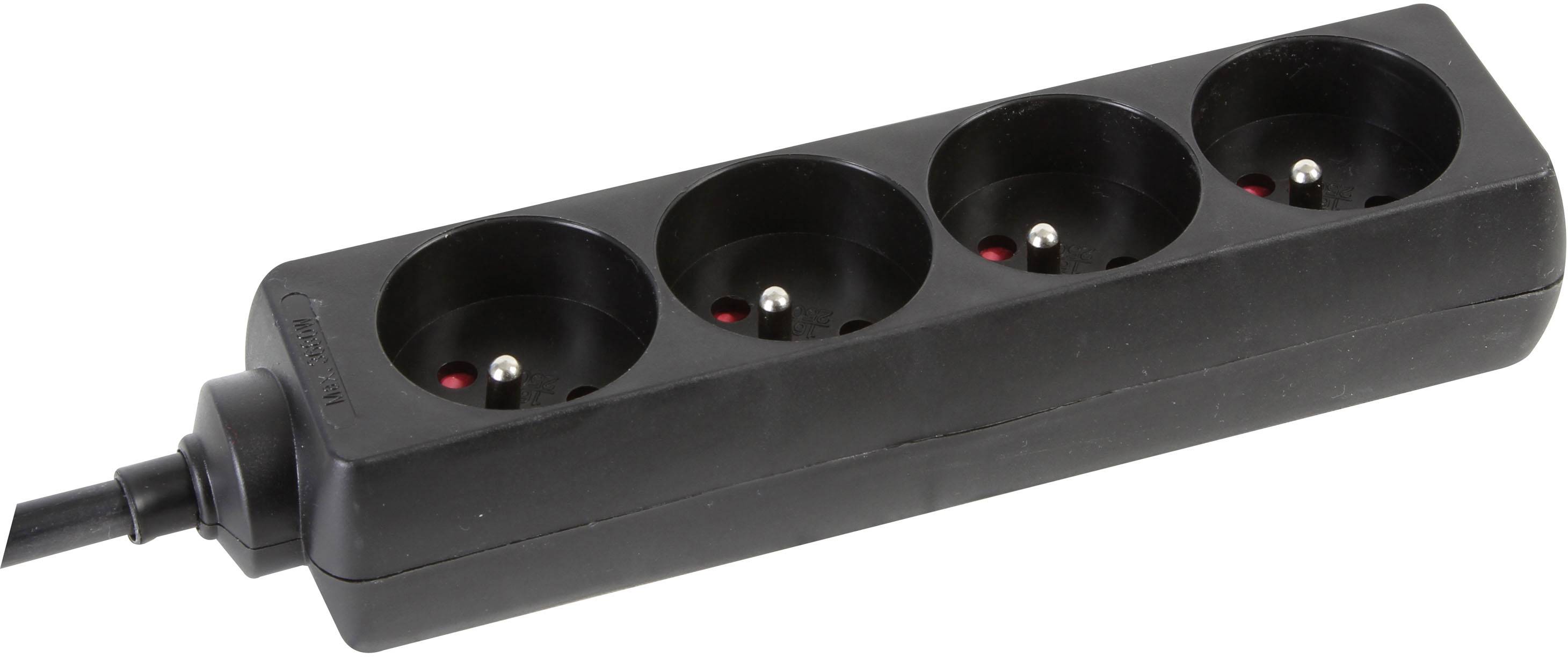 Multiprise Perel EB4STB25HQ x4 noir 1 pc(s)