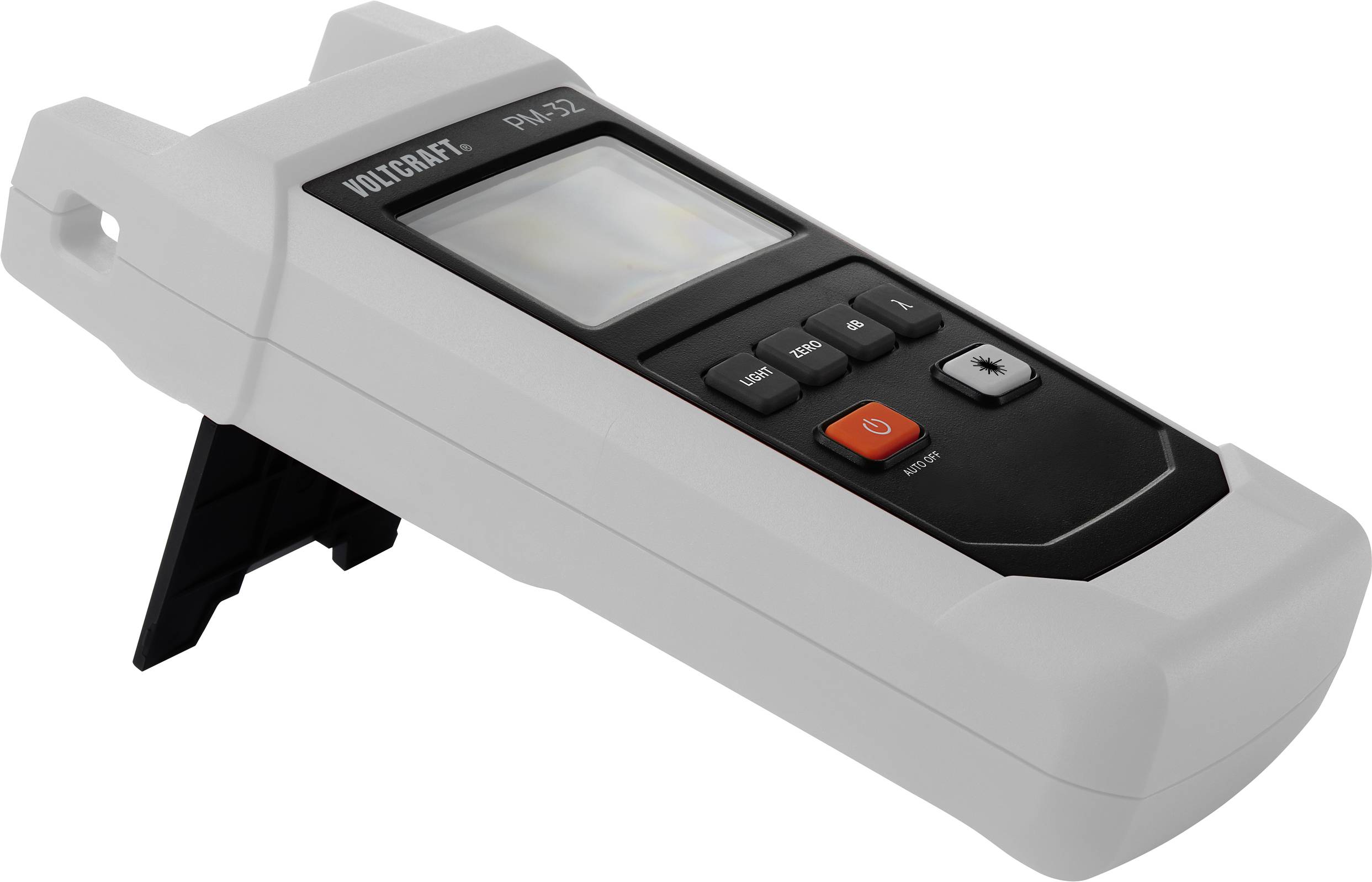 Compteur de particules portable avec écran et plusieurs touches, pour mesurer les particules dans l'air.