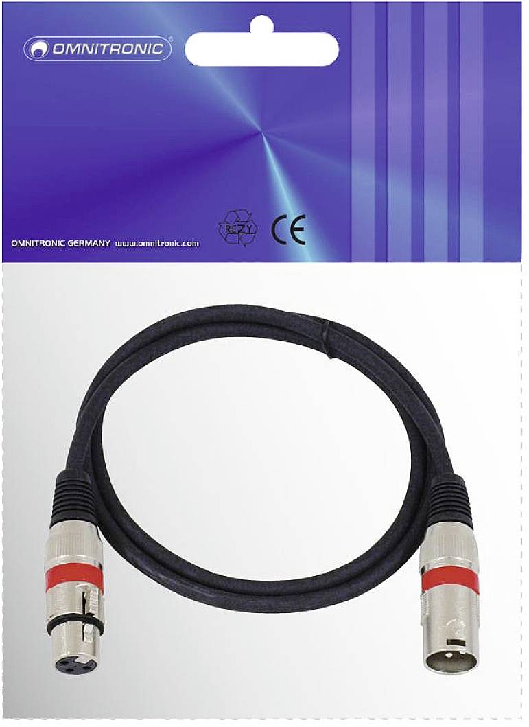 Omnitronic 30220406 XLR Câble de liaison [1x XLR mâle 3 pôles - 1x XLR femelle 3 pôles] 1.00 m noir