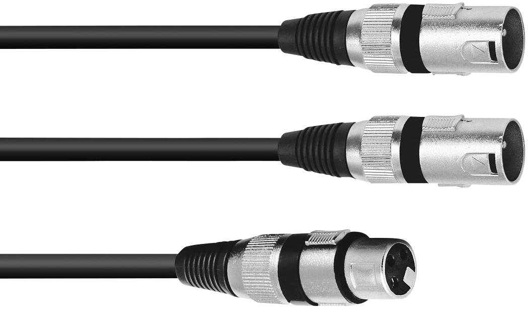 Omnitronic 30225206 XLR Câble adaptateur [1x XLR femelle 3 pôles - 2x XLR mâle 3 pôles] 3.00 m noir