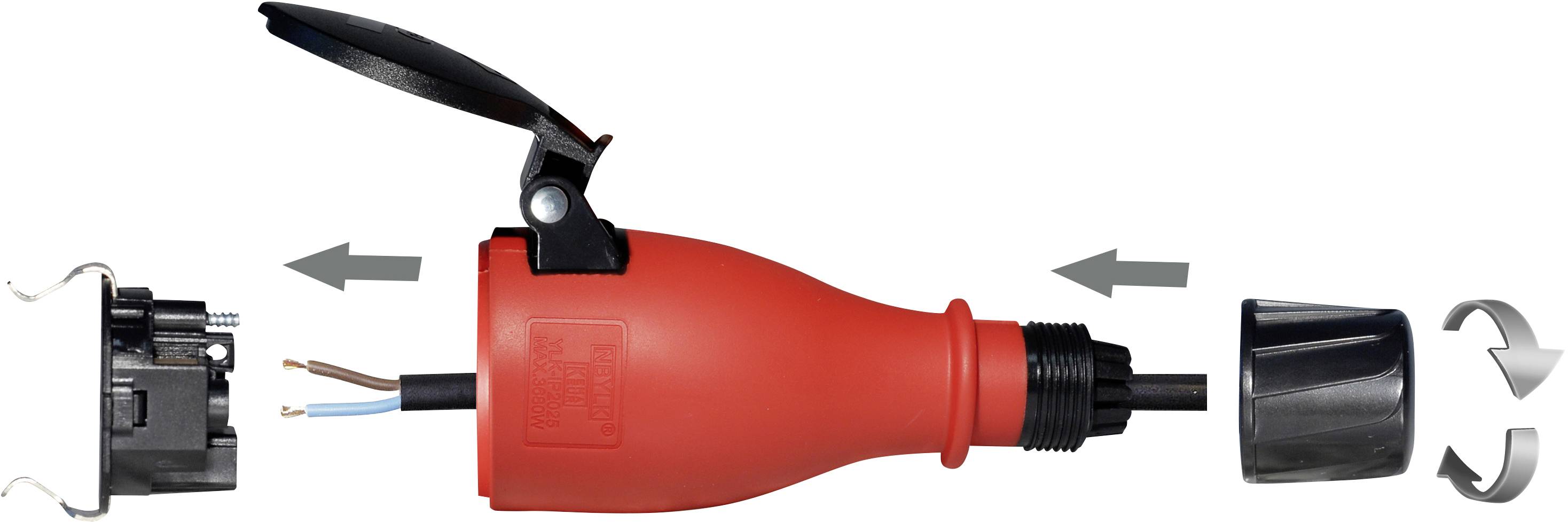 Maxtrack NV 48 KL Fiche électrique femelle avec terre plastique noir/rouge IP54