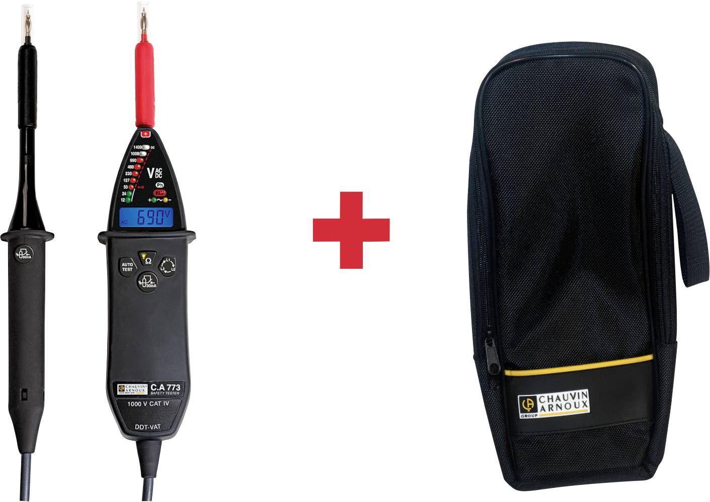 Testeur de tension à 2 pôles Chauvin Arnoux C.A 773 CAT IV 1000 V LCD