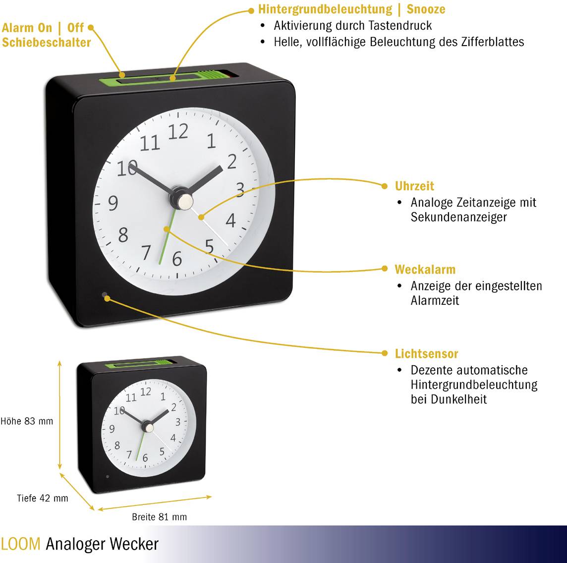 TFA Dostmann 60.1031.01 à quartz Réveil noir Heures de réveil 1