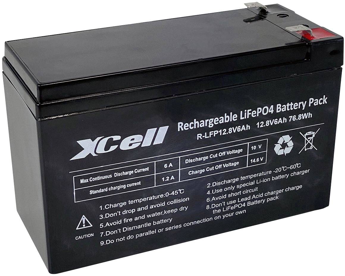 XCell 12.8-6 Pile rechargeable spéciale pile carrée LiFePo fiche plate LiFePO 4 12.8 V 6000 mAh 1 pc(s)