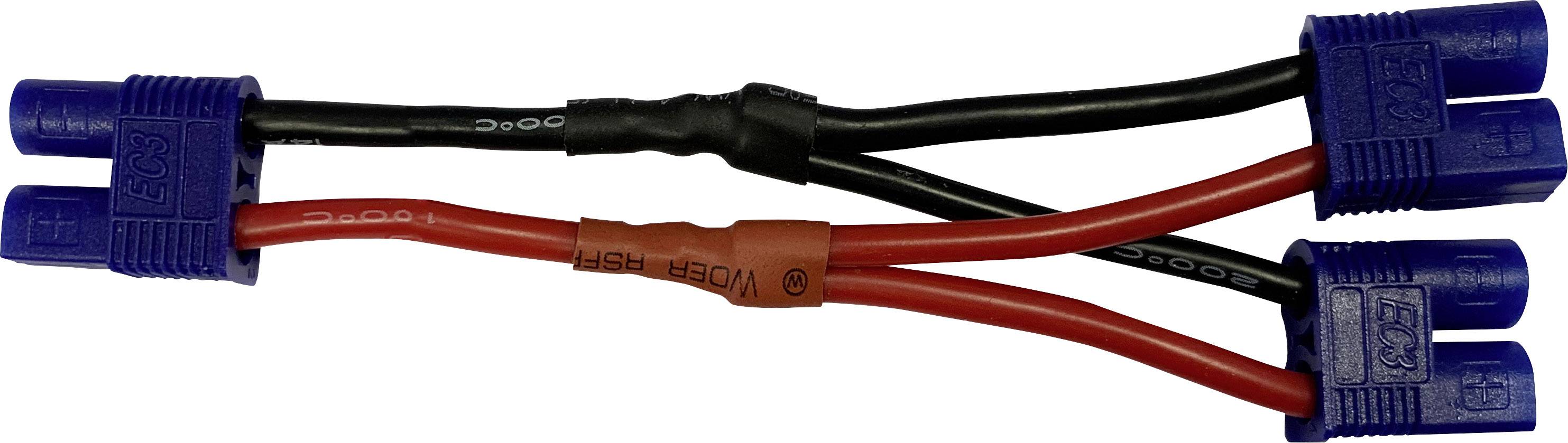 Reely Câble pour accu [1x T-femelle - 2x T mâle] 10.00 cm RE-6903762