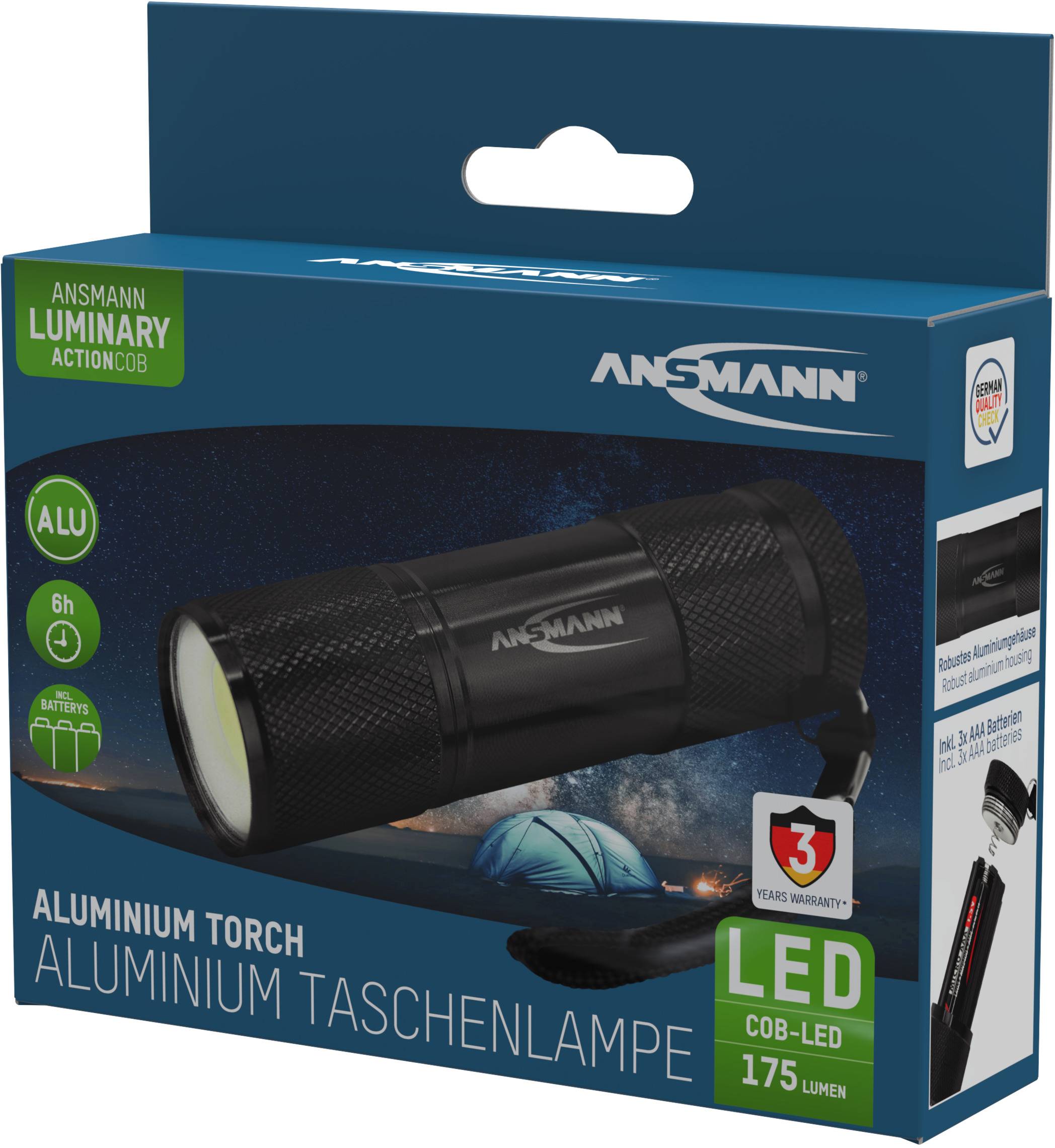 Lampe de poche Ansmann Action COB LED à pile(s) 175 lm 6 h