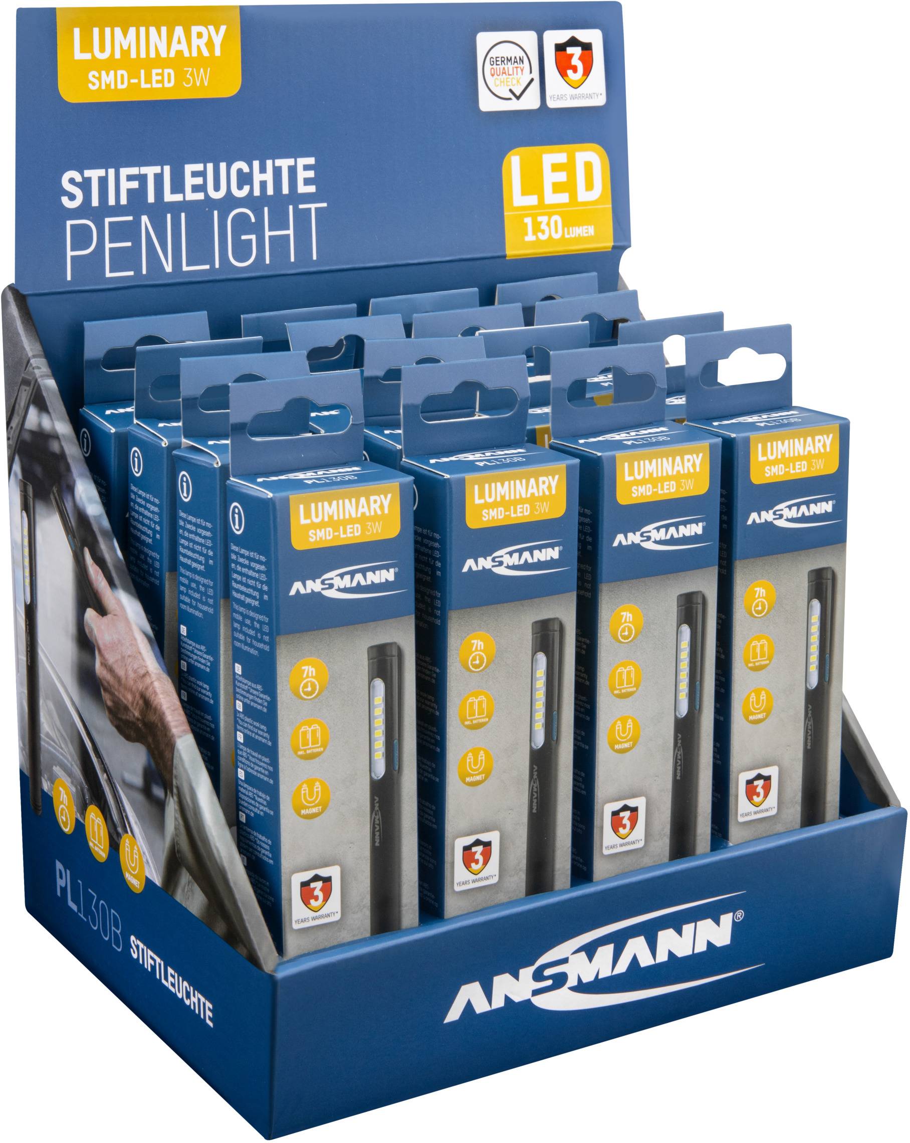 Ansmann 1600-0385 PL130B Lampe stylo à pile(s) LED noir