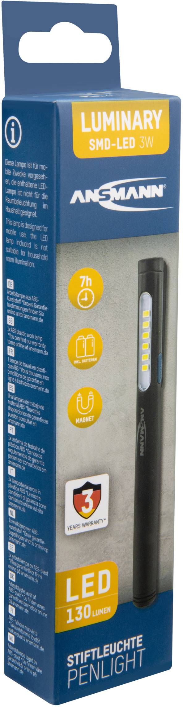 Ansmann 1600-0385 PL130B Lampe stylo à pile(s) LED noir