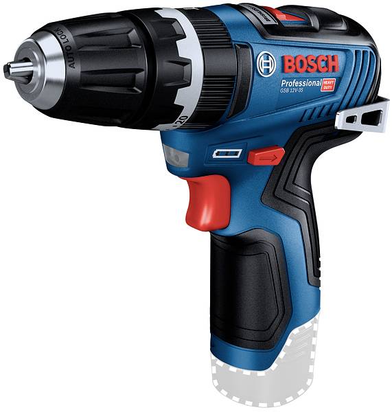 Un tournevis-perceuse sans fil bleu de la marque Bosch, avec une poignée noire et des touches rouges, conçu pour des applications professionnelles.