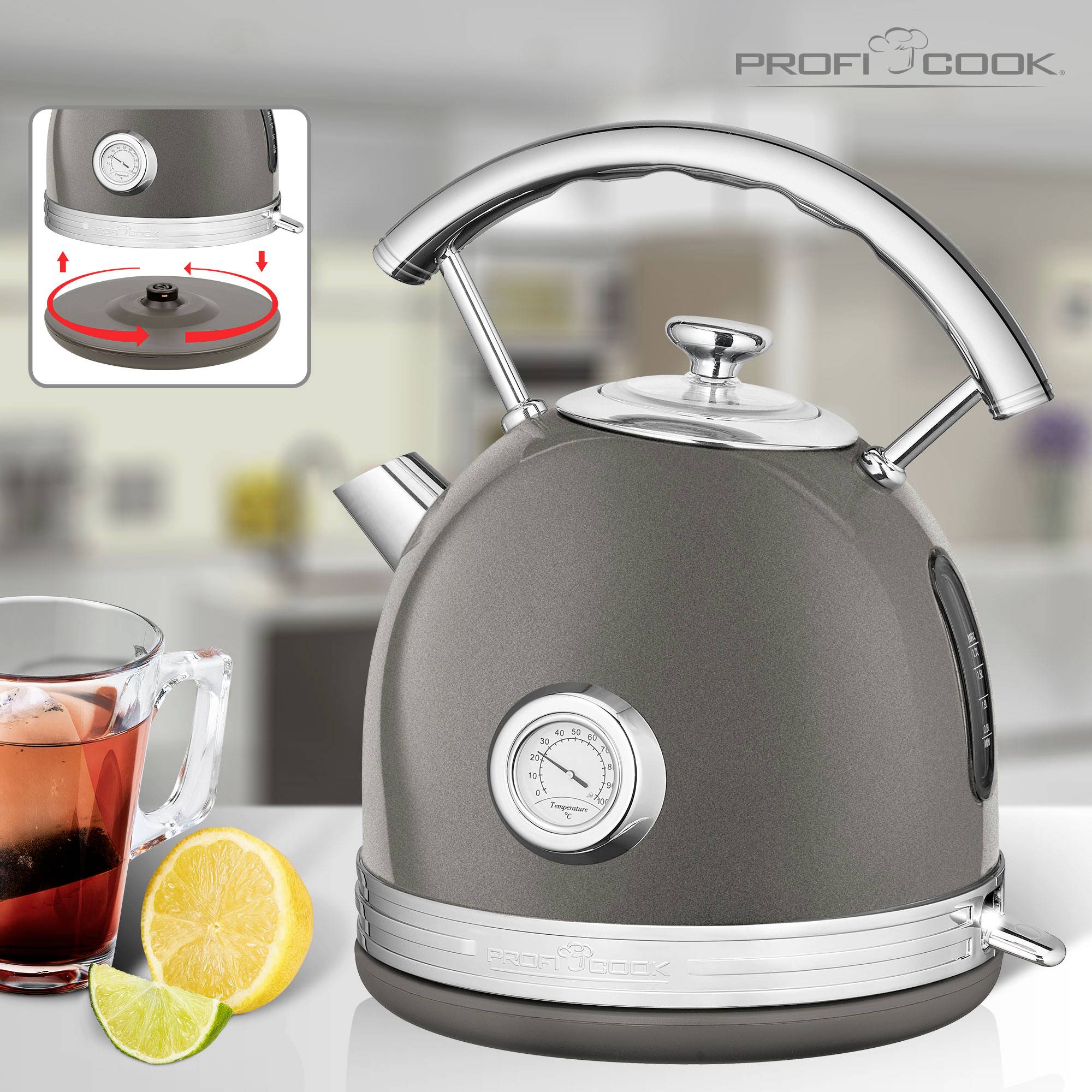 Profi Cook PC-WKS 1192 Bouilloire acier inoxydable, anthracite Contenance: 1.7 l