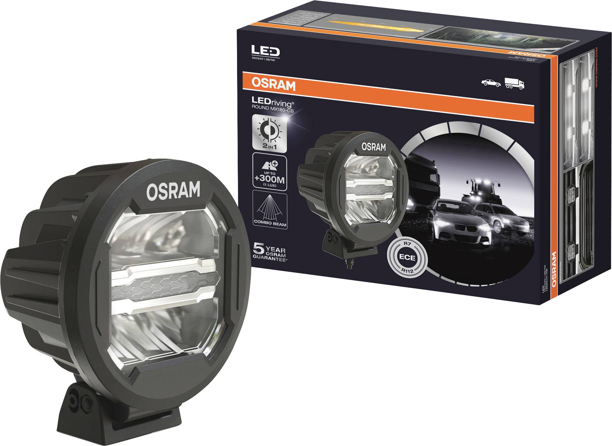Osram Automotive Feu de route LEDDL111-CB LEDriving® ROUND MX180-CB LED avant (L x l x H) 201 x 176 x 126 mm