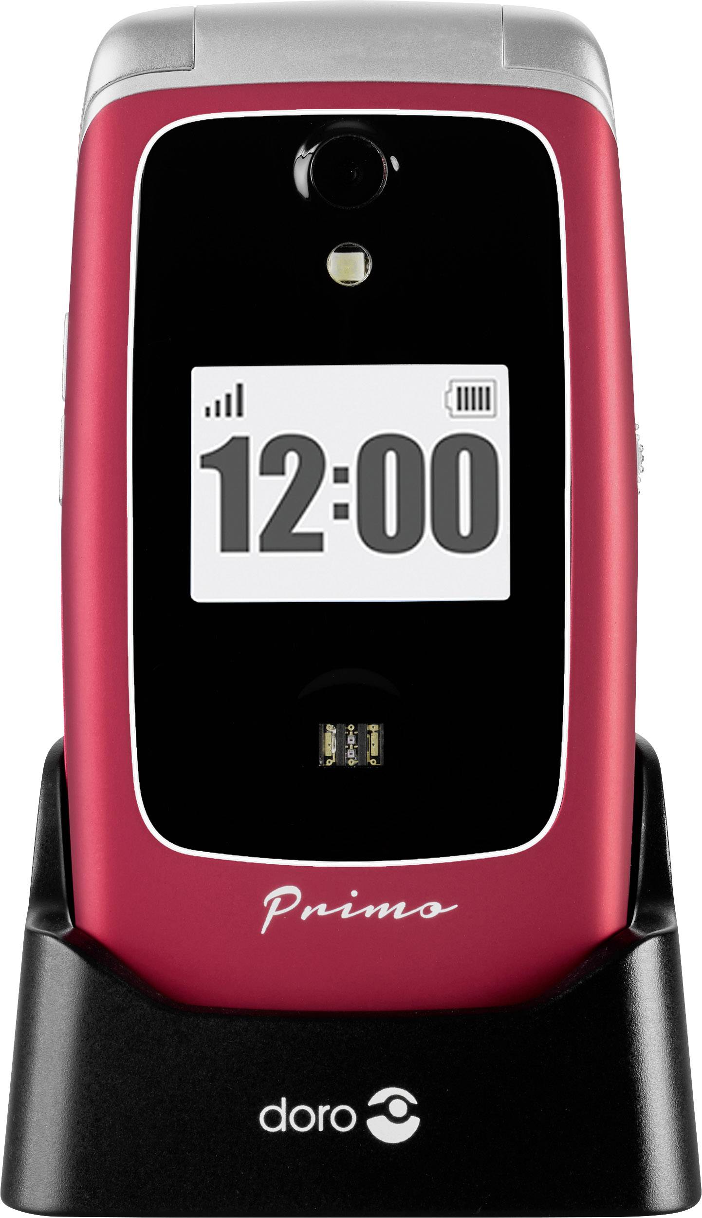 Primo by DORO 418 Téléphone portable pour séniors rouge