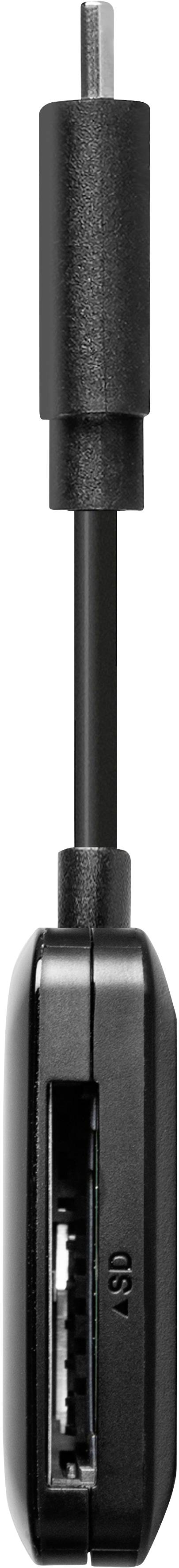 Adaptateur USB-C vers USB avec câble noir et connexion enfichable.
