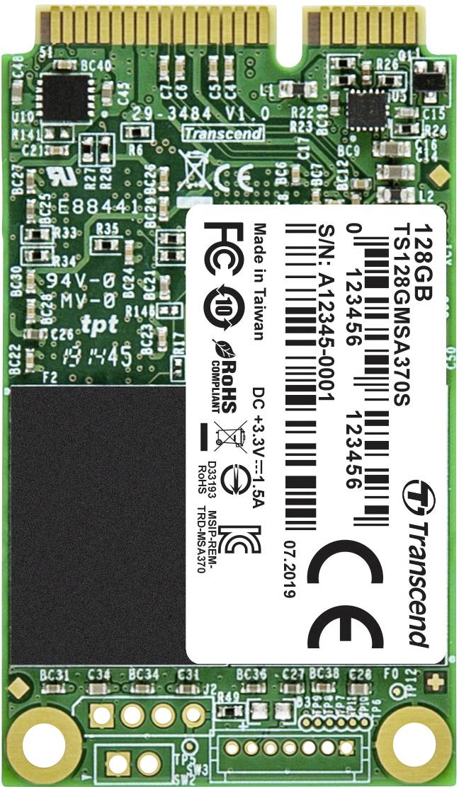 Transcend 128 GB SSD mSATA interne SATA 6 Gb/s au détail TS128GMSA370S