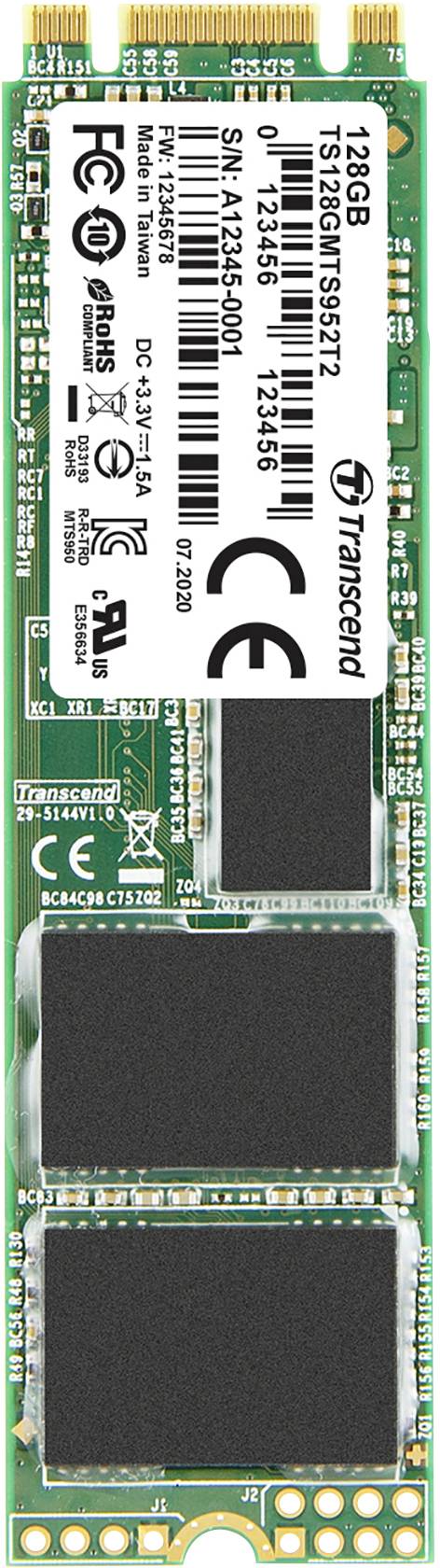 Transcend MTS952T2 128 GB SSD interne SATA M.2 2280 M.2 SATA 6 Gb/s industriel TS128GMTS952T2