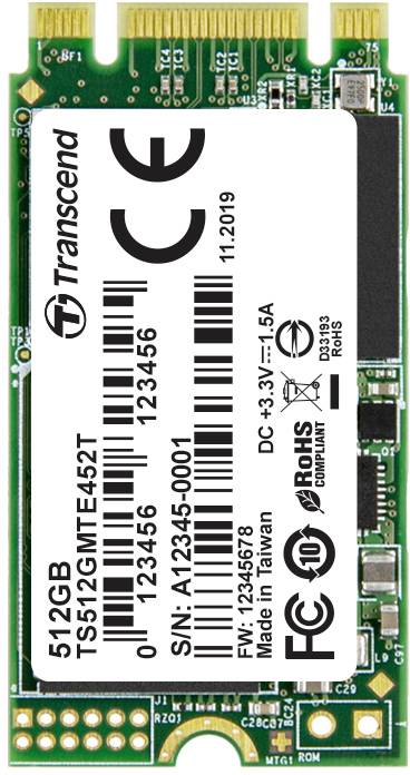 Transcend MTE452T 512 GB SSD interne NVMe PCIe M.2 2242 M.2 NVMe PCIe 3.0 x2 industriel TS512GMTE452T