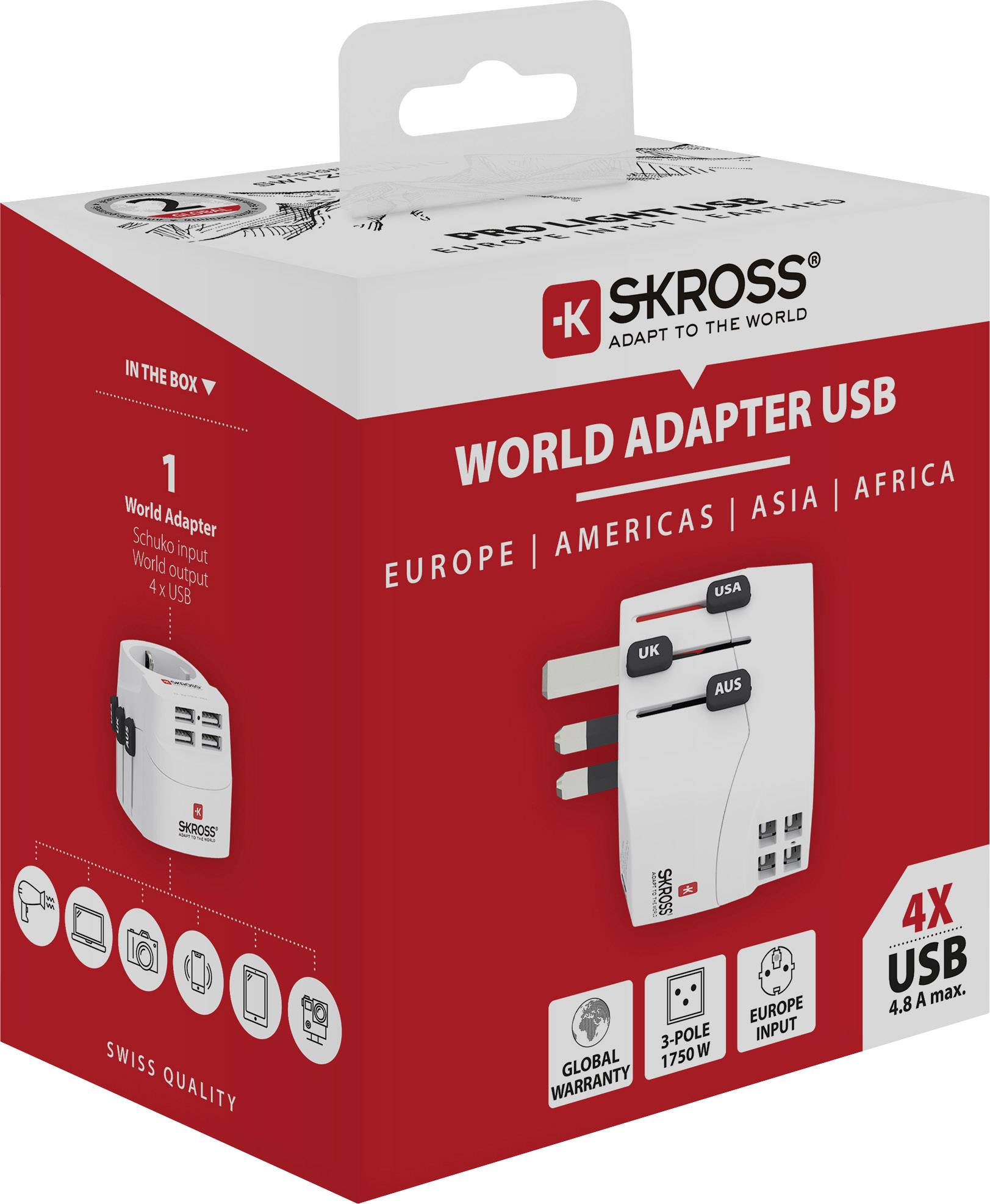 Skross 1302461 Adaptateur de voyage PRO Light USB (4xA)