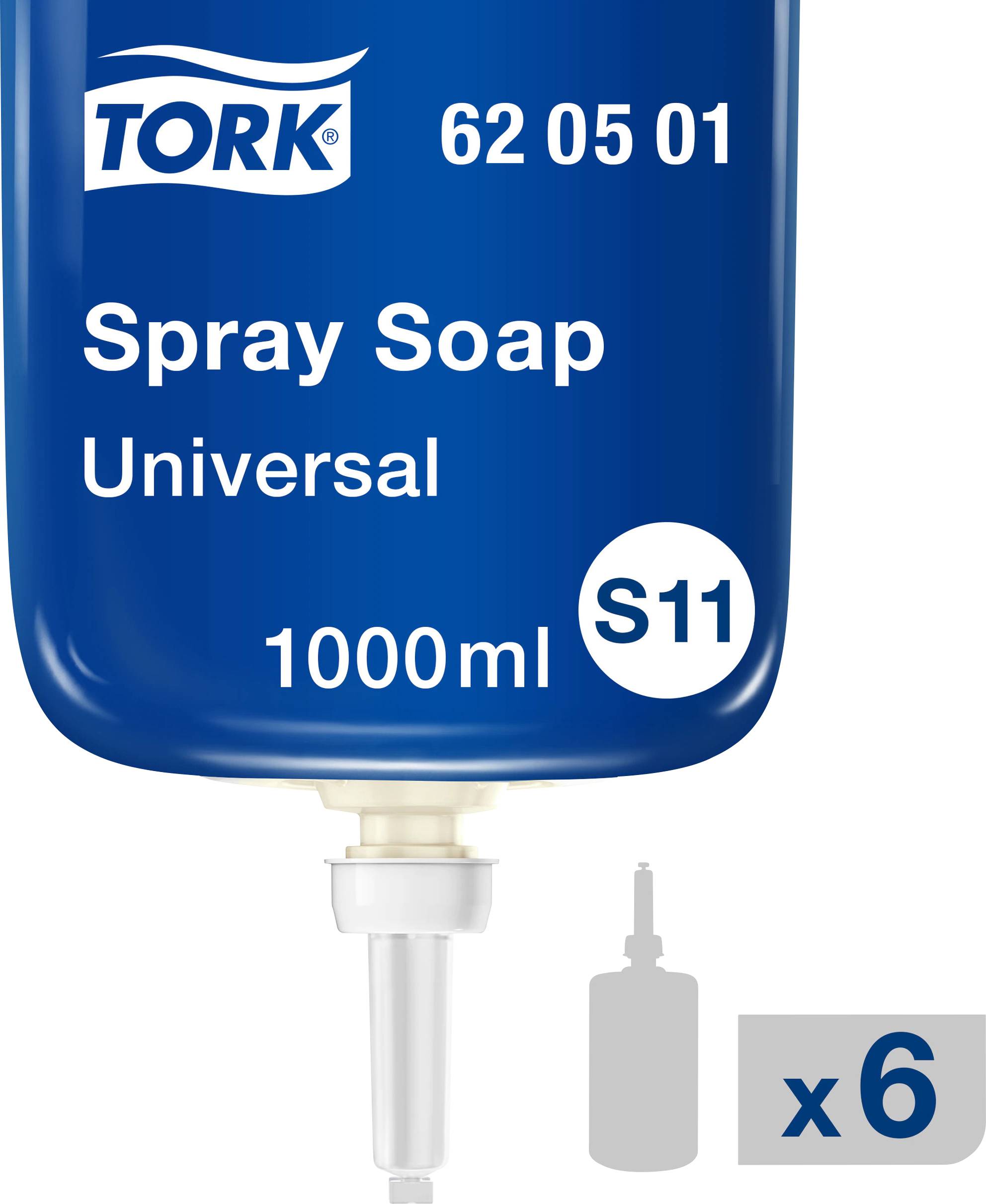 Distributeur de savon Tork bleu, savon liquide 1000 ml, Universel, Modèle S11. Lot de 6 pièces.