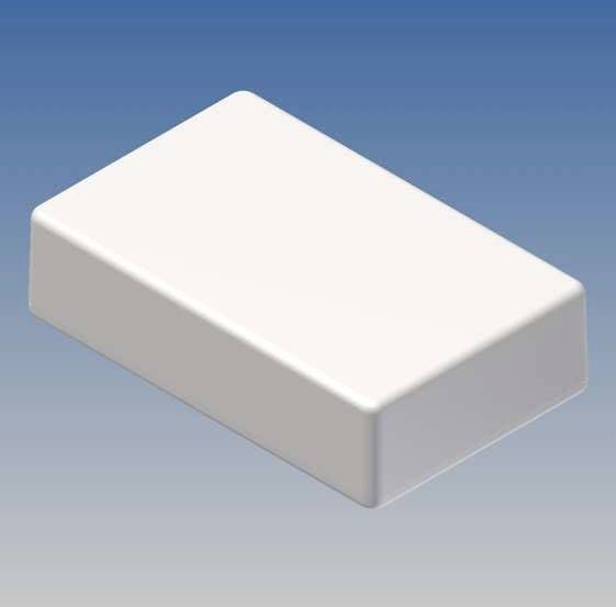 Un bloc rectangulaire simple en plastique blanc sur un fond bleu, sans autres marques ou détails.