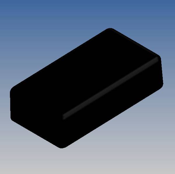 Un bloc noir rectangulaire sur un fond dégradé bleu.