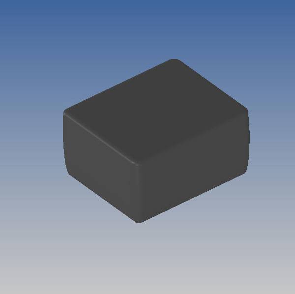 Un bloc noir rectangulaire flotte sur un arrière-plan dégradé du bleu en haut au gris en bas.