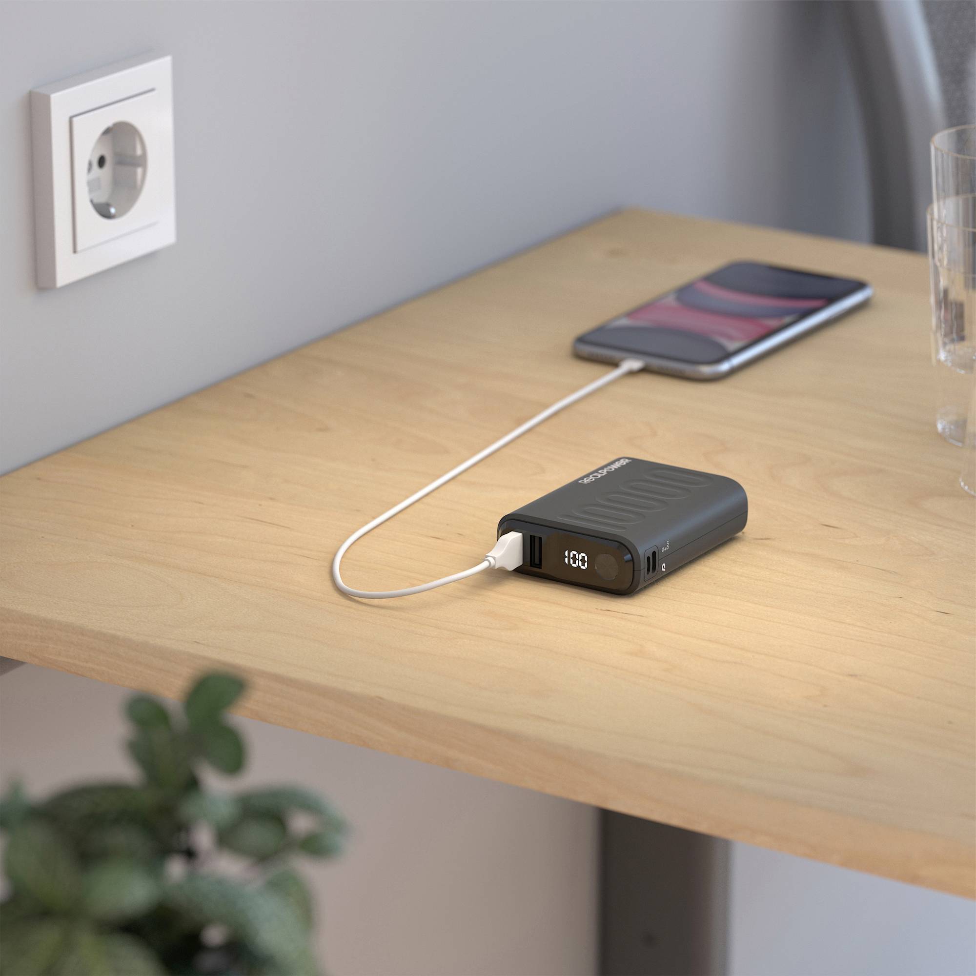 RealPower PB-10000PD+ Powerbank (batterie supplémentaire) 10000 mAh lithium noir