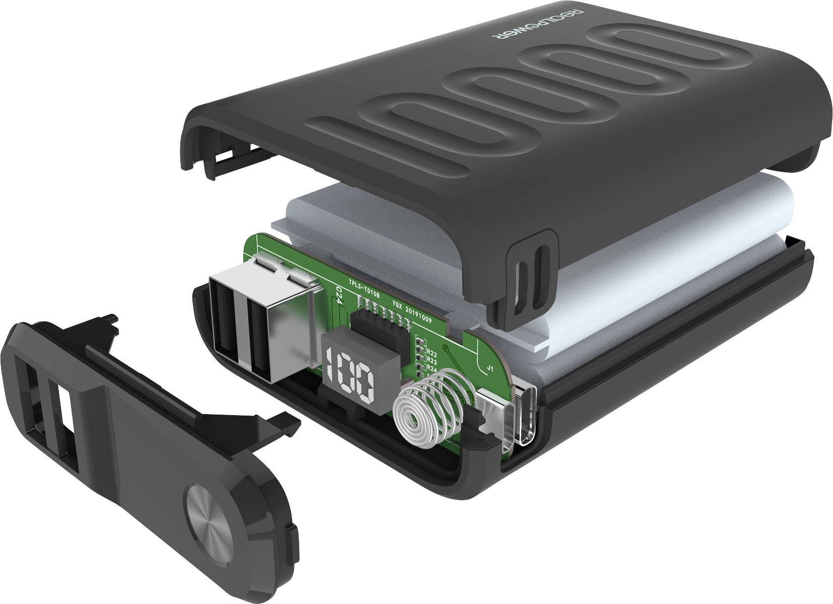 RealPower PB-10000PD+ Powerbank (batterie supplémentaire) 10000 mAh lithium noir