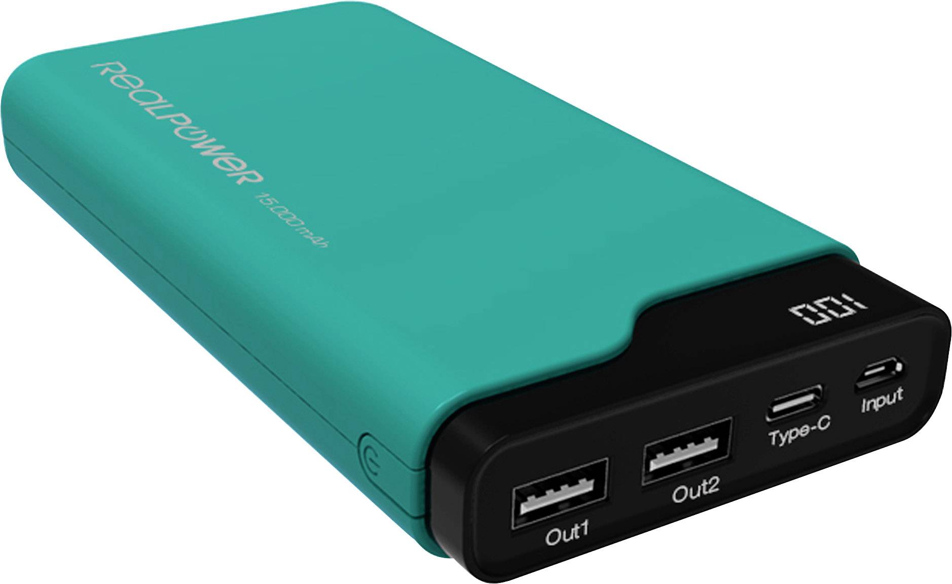 RealPower PB-15000C Powerbank (batterie supplémentaire) 15000 mAh Li-Ion vert