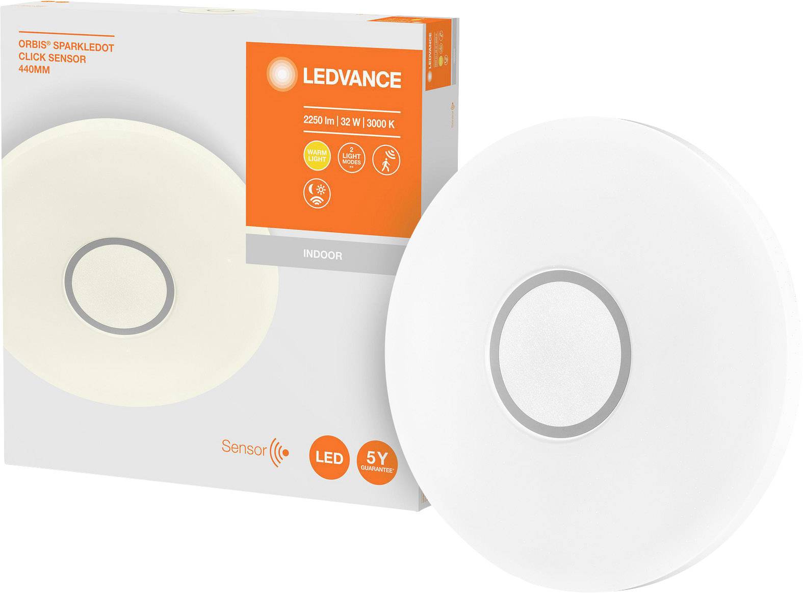 LEDVANCE 4058075472891 Orbis Plafonnier LED avec détecteur de mouvements 32 W blanc