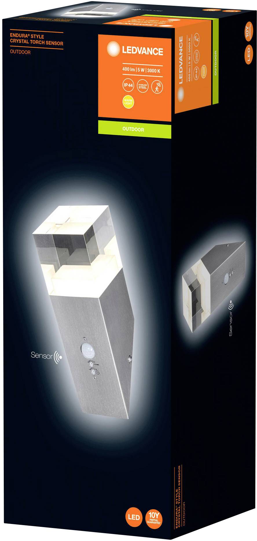 LEDVANCE Endura Style Cube Crystal Sensor 4058075474192 Applique LED extérieure avec détecteur de mouvement 5.00 W acier