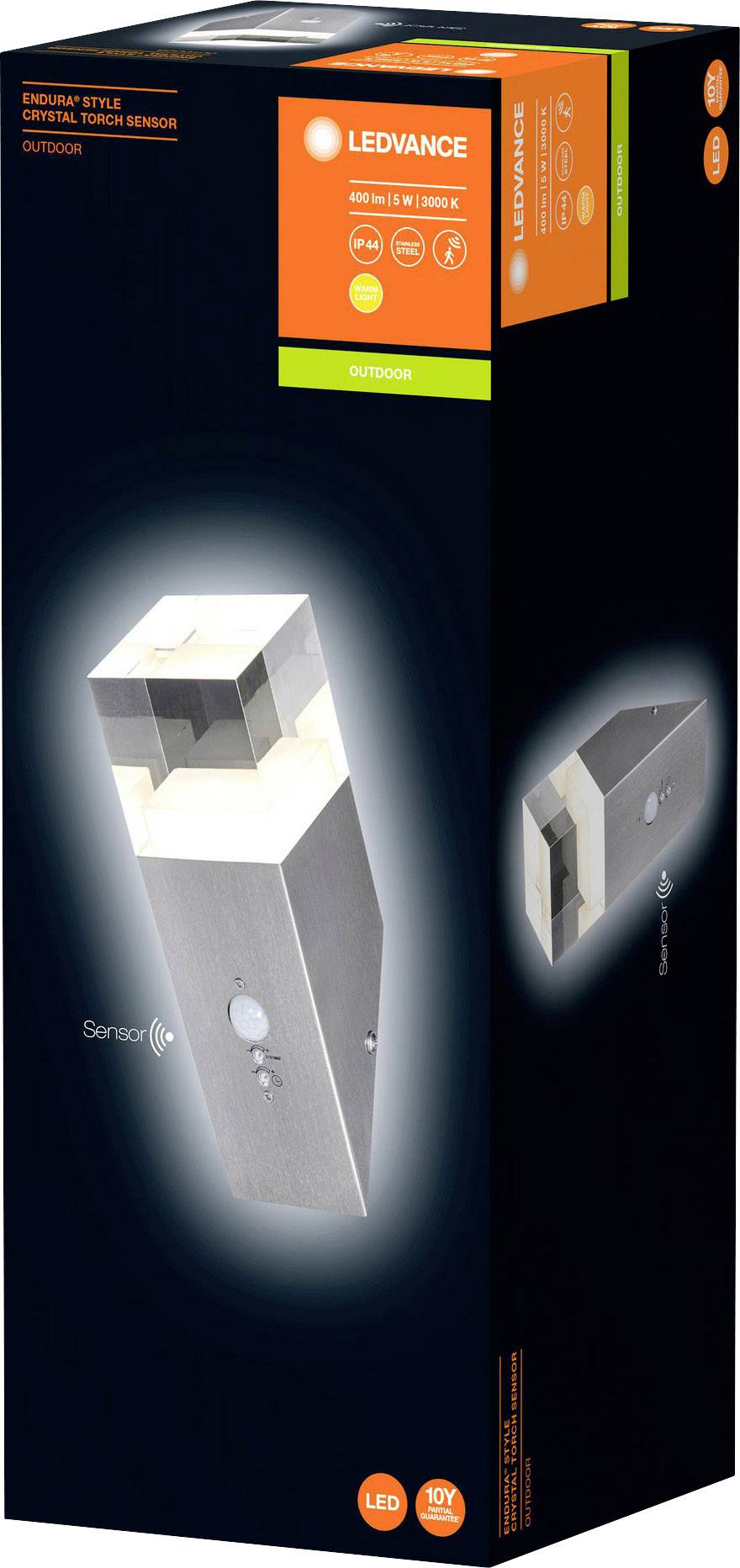 LEDVANCE Endura Style Cube Crystal Sensor 4058075474192 Applique LED extérieure avec détecteur de mouvement 5.00 W acier