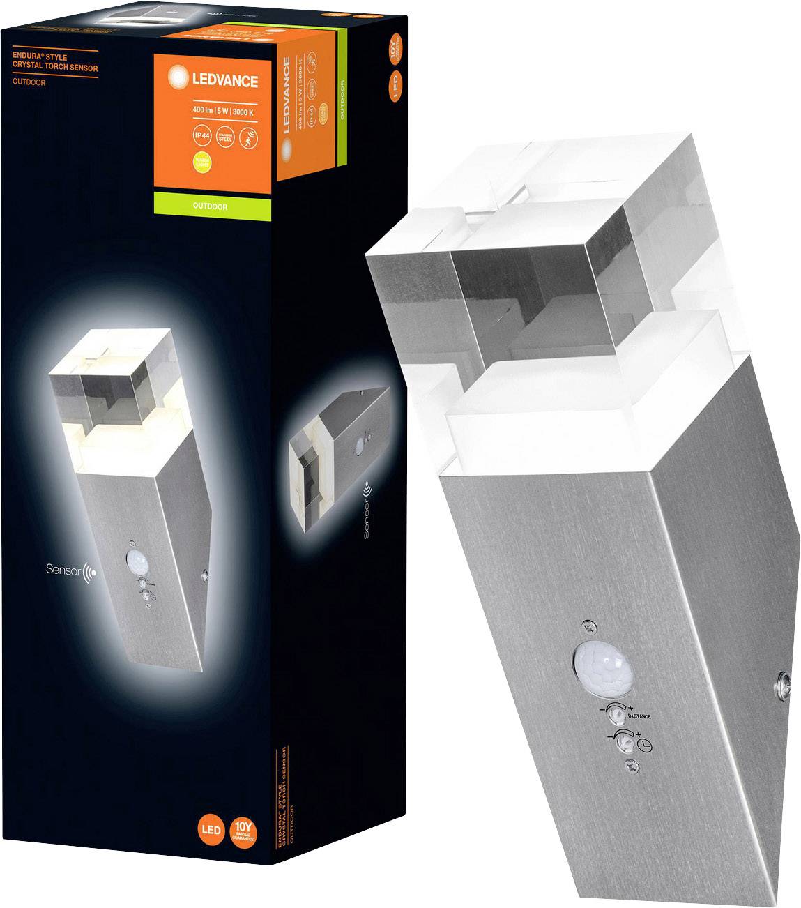 LEDVANCE Endura Style Cube Crystal Sensor 4058075474192 Applique LED extérieure avec détecteur de mouvement 5.00 W acier