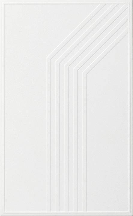 Panneau rectangulaire blanc avec six lignes fines et parallèles, s'étendant diagonalement de bas en haut, du coin inférieur droit vers le coin supérieur gauche. Design minimaliste.