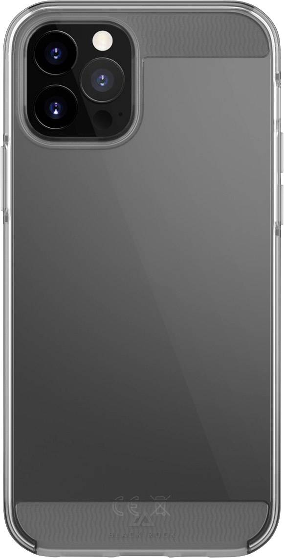 Coque de téléphone transparente montrant le dos d'un smartphone avec trois objectifs de caméra.