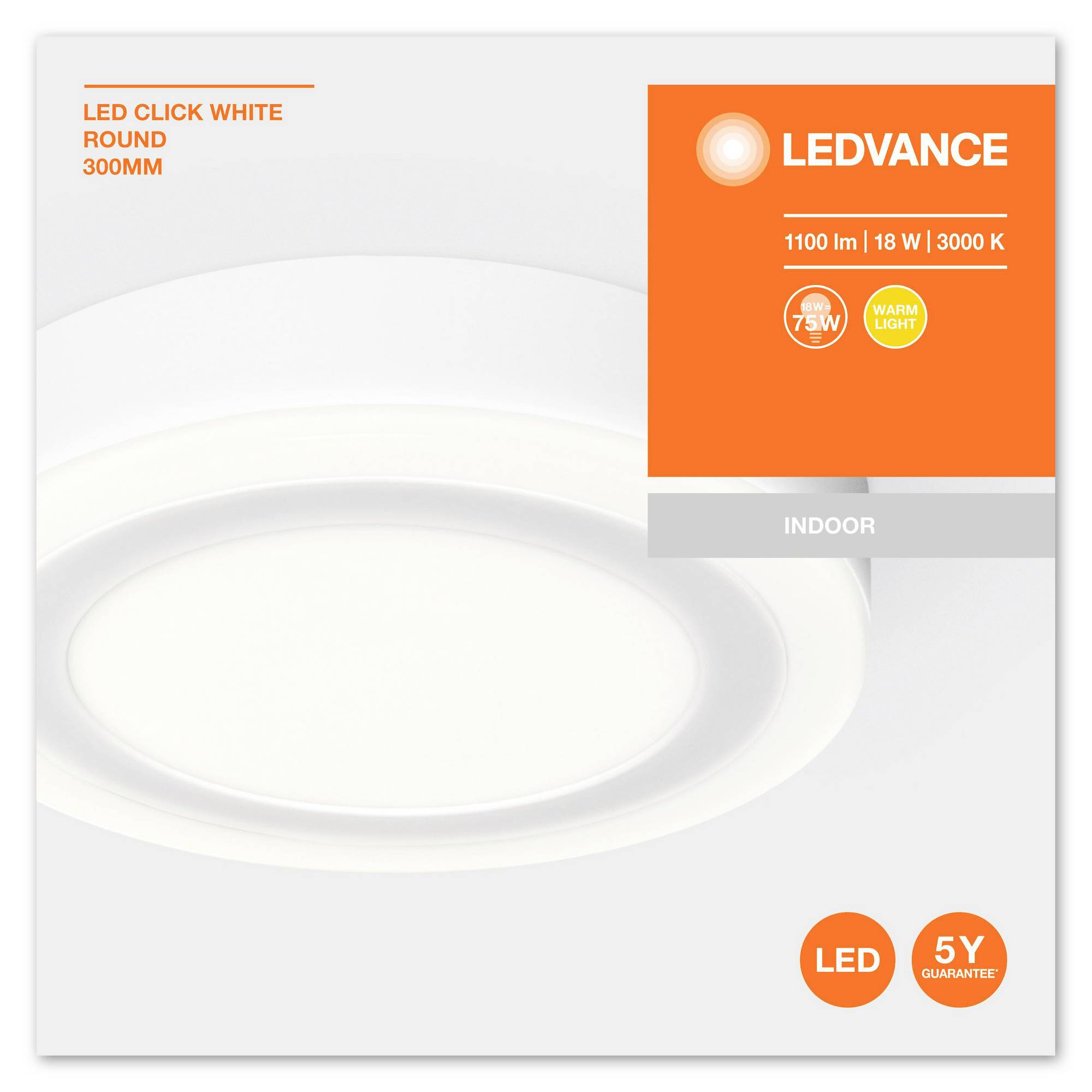 LEDVANCE LED CLICK WHITE RD 300MM 18W LEDV 4058075260559 Plafonnier LED blanc 18 W blanc chaud