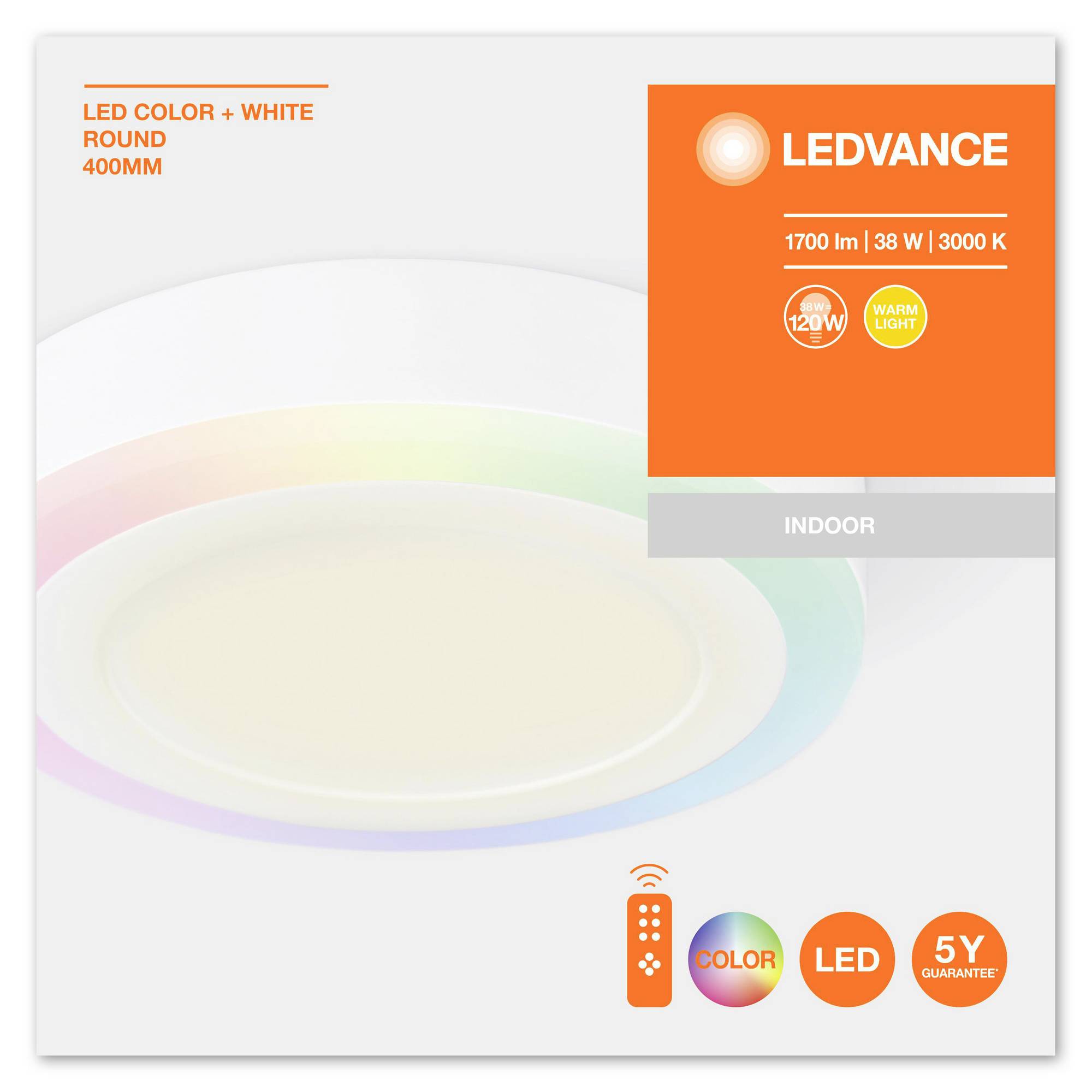 LEDVANCE 4058075265721 LED COLOR WHITE RD 400MM 38W LEDV Plafonnier LED 38 W blanc