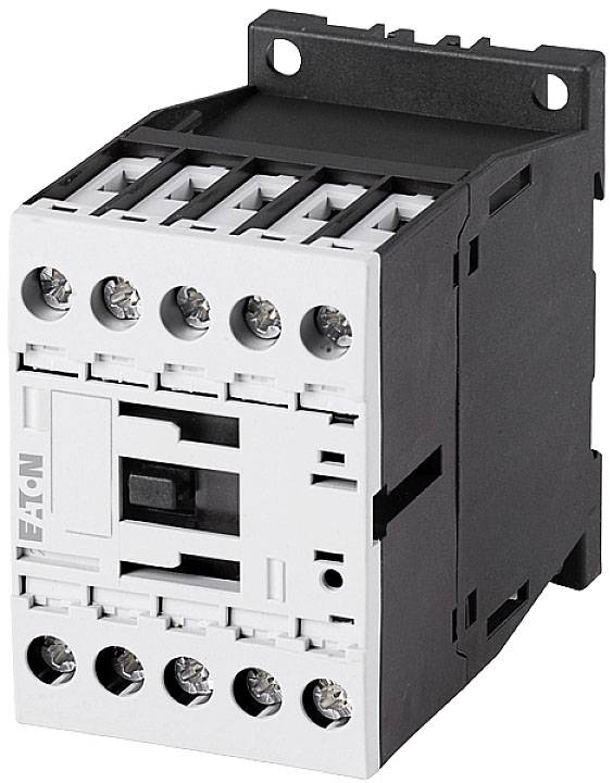 Un contacteur blanc et noir pour circuits électriques avec plusieurs bornes de connexion en haut et en bas.